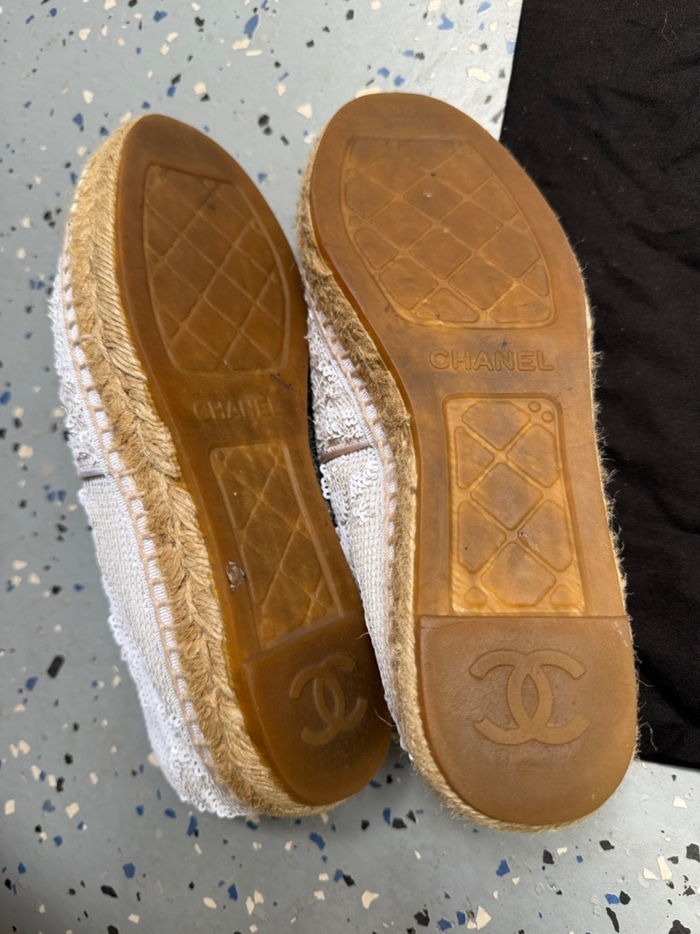 CHANEL Cream and White Sequined Espadrille Flats - Picture 12 of 14